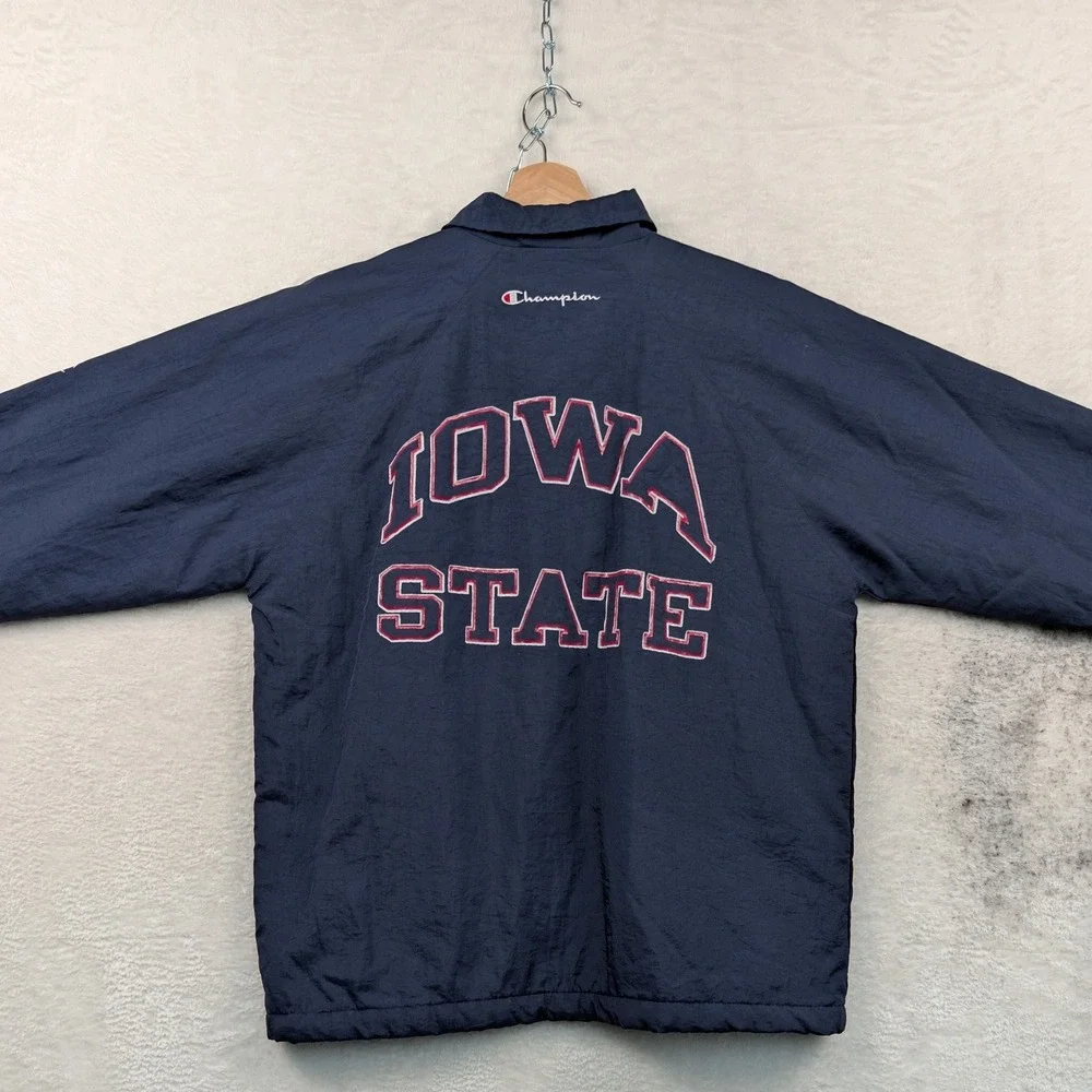 VTG Iowa State Champion Jacket Men's L Navy Cyclones Full Zip Windbreaker 90s
